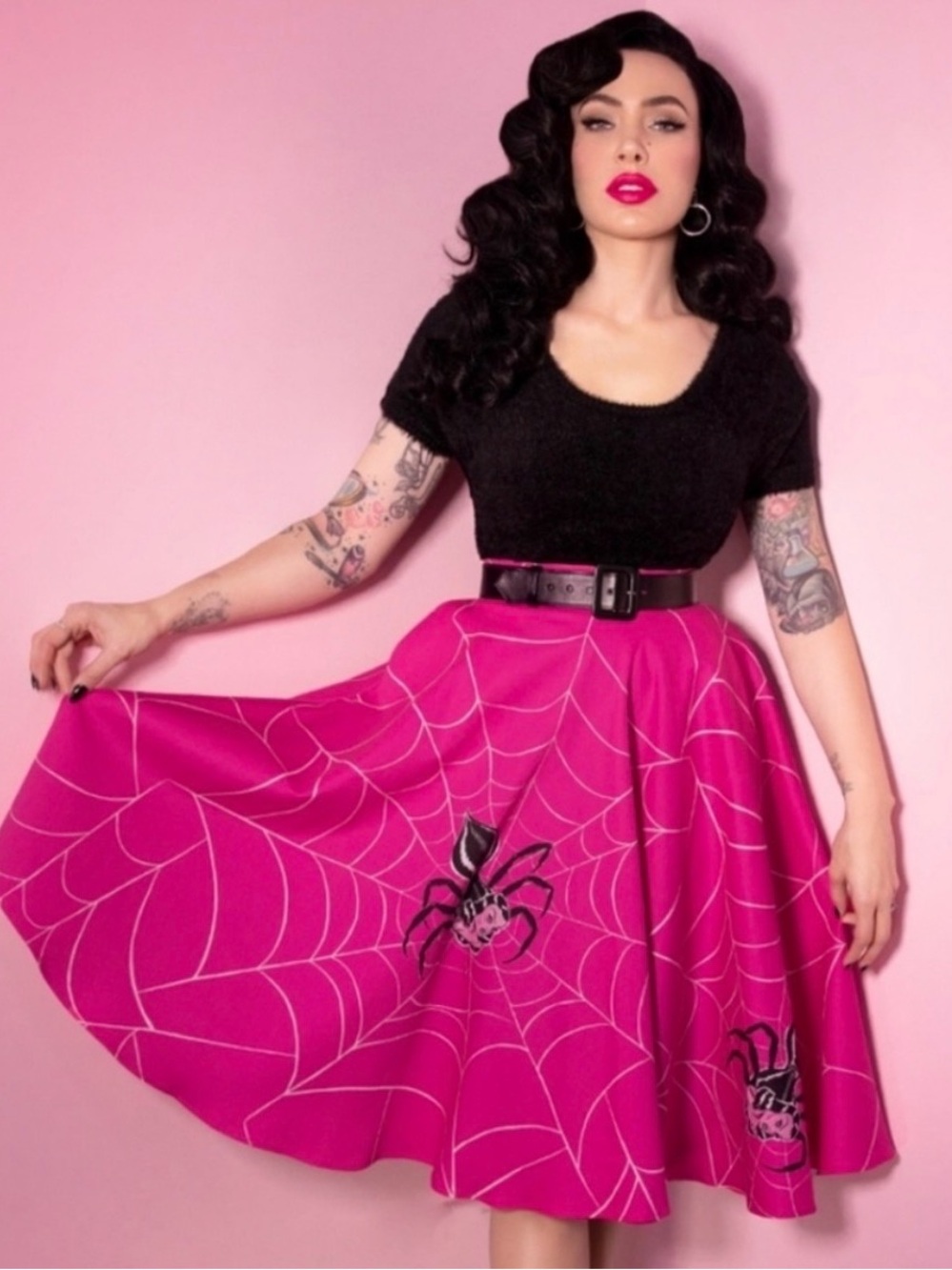 Vixen by Micheline Pitt Hot Pink Spider Web Skirt - Picture 5 of 6